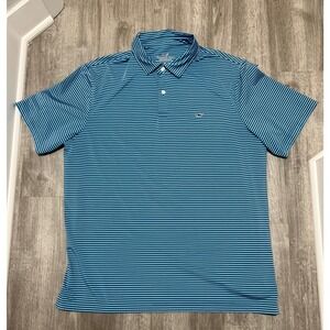 Vineyard‎ Vines Men's Performance Blue & White Striped Polo Size XL